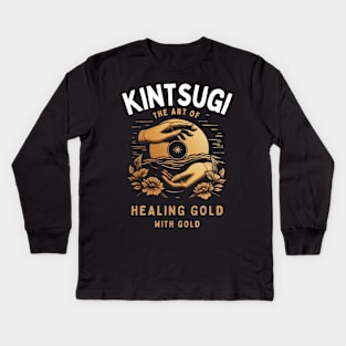 Kintsugi gold art for philosophy lovers Kids Long Sleeve T-Shirt